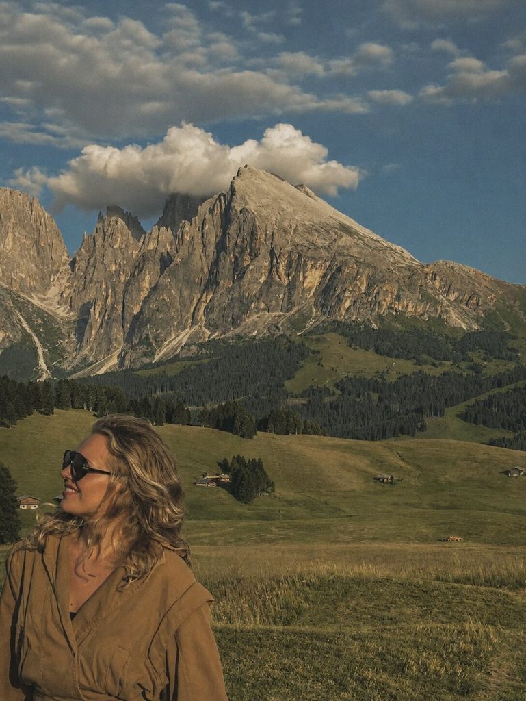 girl at Seiser Alm during the EUROPE BY CAR Dolomites road trip