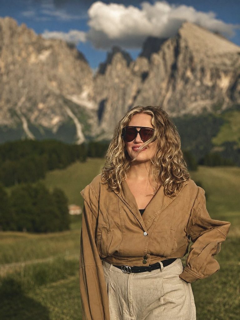 Ruslana at Seiser Alm during the EUROPE BY CAR Dolomites road trip